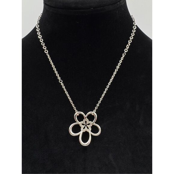 Brighton Silver Tone Daisy Flower Link Rhinestone Floral Bracelet Necklace set - Picture 5 of 16